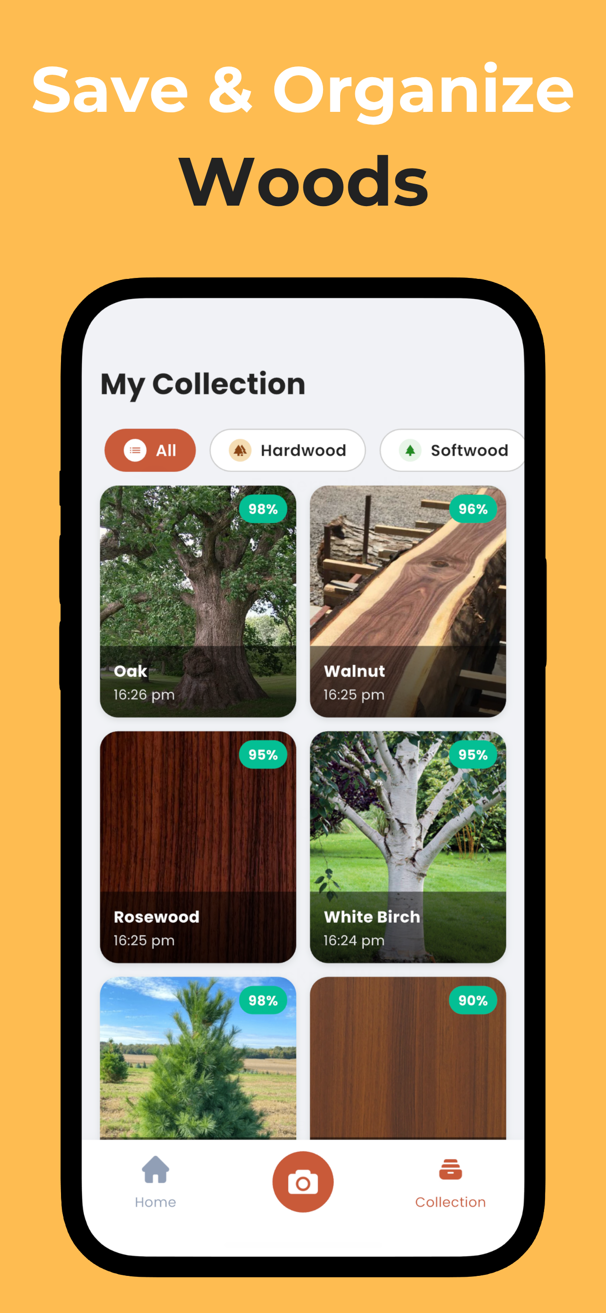 Saving and organizing wood collection